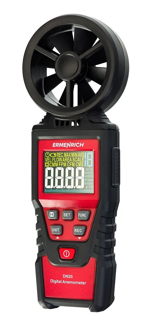 Digitální anemometr Ermenrich Seek DN20 pro přesné měření proudění