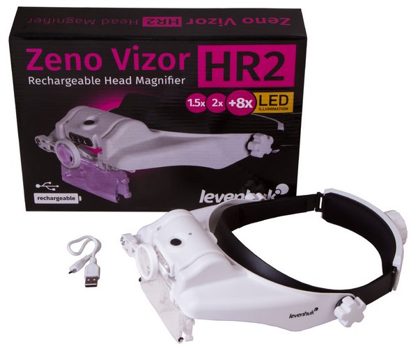 Dobíjecí náhlavní lupa Levenhuk Zeno Vizor HR2